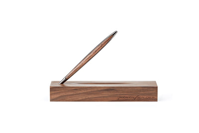 Pininfarina | Cambiano | Glossy Black | Classic Ethergraf Metal Alloy Nib | Solid Wood Desk Stand