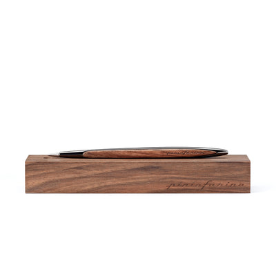 Pininfarina | Cambiano | Glossy Black | Classic Ethergraf Metal Alloy Nib | Solid Wood Desk Stand