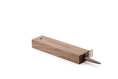 Pininfarina | Cambiano | Glossy Black | Classic Ethergraf Metal Alloy Nib | Solid Wood Desk Stand