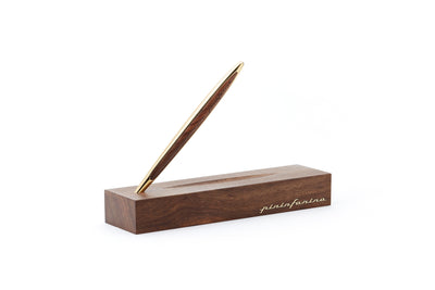Pininfarina | Cambiano | Pale Gold | Classic Ethergraf metal alloy tip | Solid Wood Desk Stand