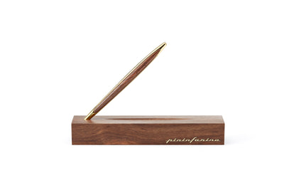 Pininfarina | Cambiano | Pale Gold | Classic Ethergraf metal alloy tip | Solid Wood Desk Stand