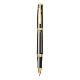 Scrikss Heritage 23k Gold Plated Engraved Design Rollerball Pen | Glossy Black
