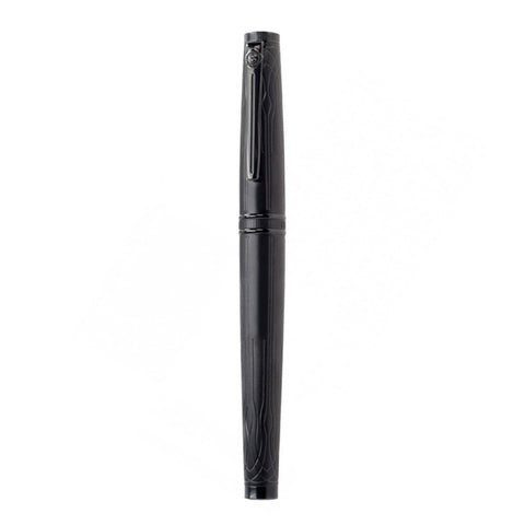 Scrikss Heritage Matt Black Roller ball Pen With Titanium Plated Engraved Design,1.0mm Point refill