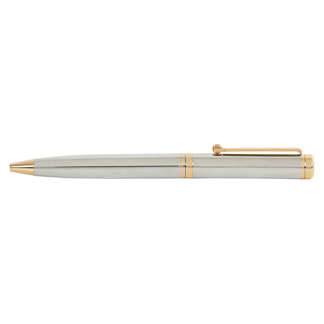 Arista | Ballpoint Pen | Chrome Gold Trim | With Elgin Watch
