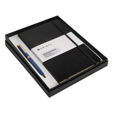 Arista | Ballpoint Pen | Sapphire Blue With Gold Trim | With A5 Note Book