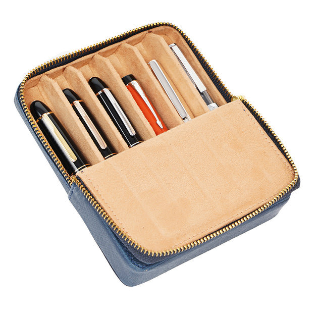 Arista | Pen Leatherette | Pen Case For 6 Pens Blue