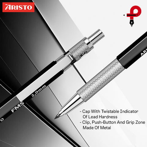 Aristo | Retractable Mechanical Pencil | Matt Black | FMS Series | 2.0mm