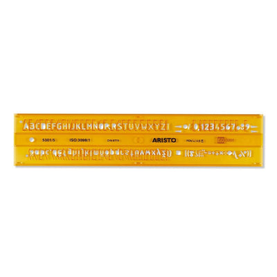 Aristo | Lettering Stencil | 5mm H-Profil | Orange Transparent Plastic