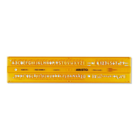 Aristo | Lettering Stencil | 5mm H-Profil | Orange Transparent Plastic
