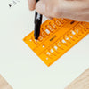 Aristo | Lettering Stencil | 5mm H-Profil | Orange Transparent Plastic