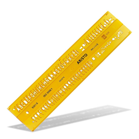 Aristo | Lettering Stencil | 5mm H-Profil | Orange Transparent Plastic