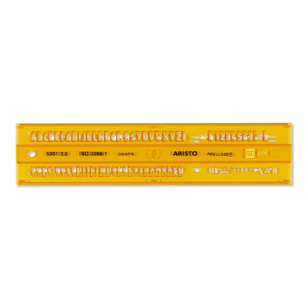 Aristo | Lettering Stencil | Straight 3.5mm | Transparent Plastic