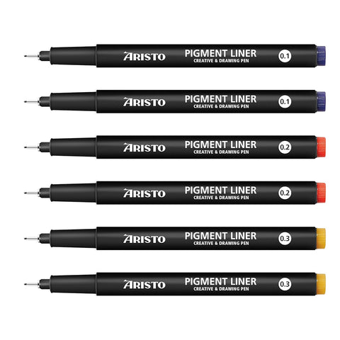 Aristo | Pigment Liner | 0.1/0.2/0.3mm | Set of 6 Pens