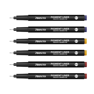 Aristo | Pigment Liner | 0.1/0.3/0.5mm | Set of 6 Pens