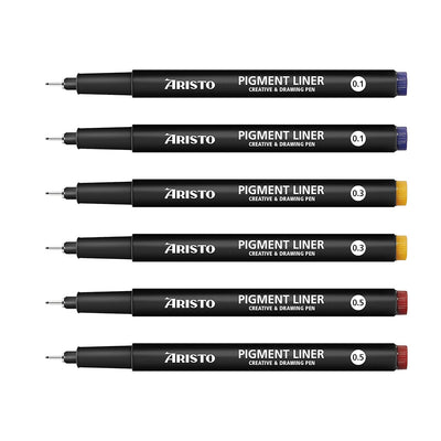 Aristo | Pigment Liner | 0.1,0.3,0.5mm | Set of 6 Pens