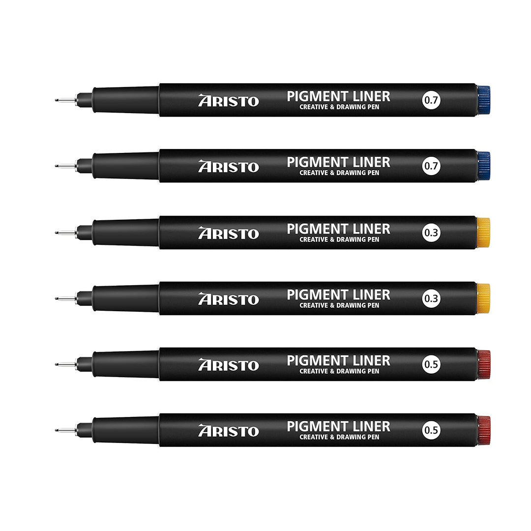 Aristo | Pigment Liner | 0.3/0.5/0.7mm | Set of 6 Pens