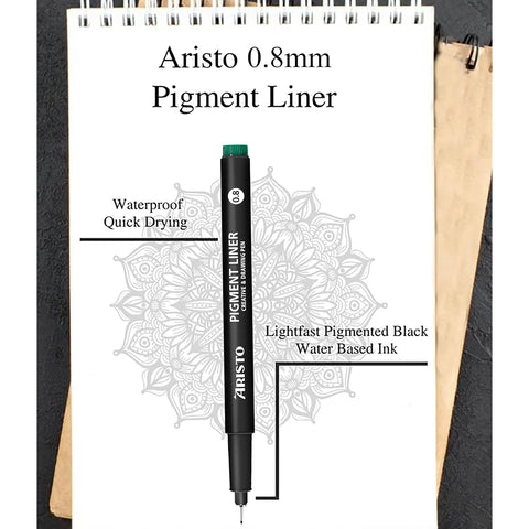Aristo | Pigment Liner | 0.8mm | Black | Pack of 6