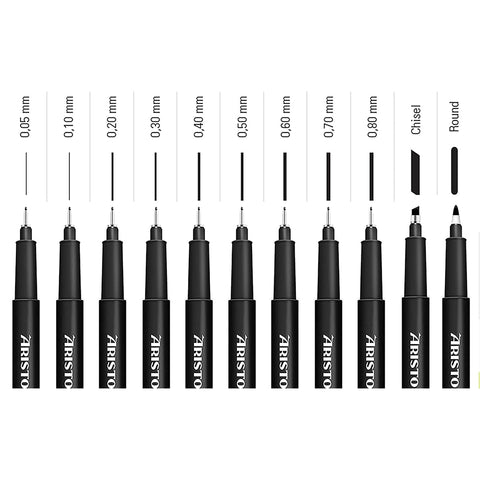 Aristo | Pigment Liner | Round Tip | Set of 6 Pens