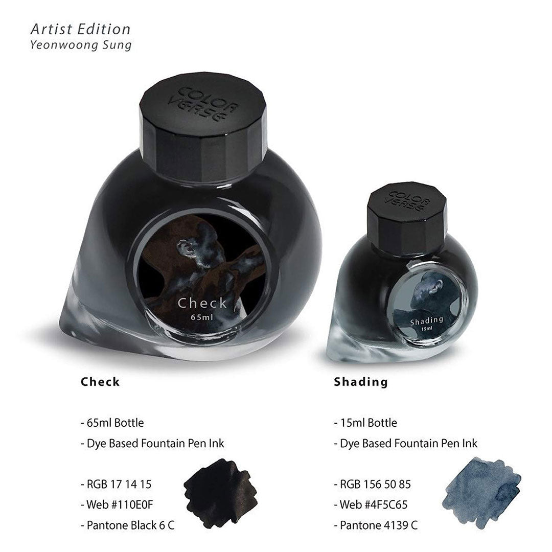 Colorverse Artist Ink | Black & Grey Shade | 65ml & 15ml Bottled Ink
