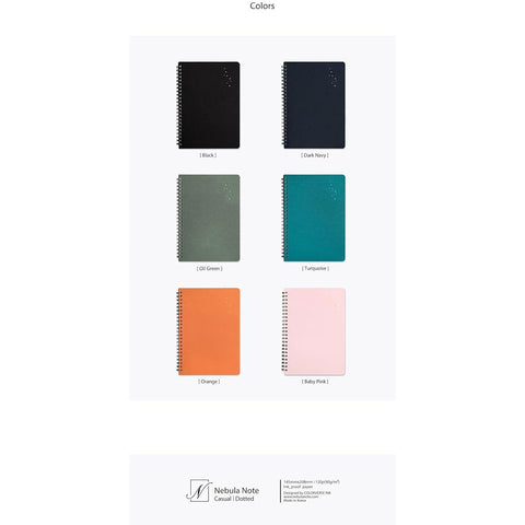 Colorverse | Nebula | Casual Series | Spiral Bound Notebook | Dotted | Turquoise
