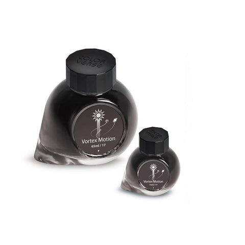 Colorverse Vortex Motion - Black - Fountain Pen Ink 17 Astrophysics Series, Season 2, 65ml - 15ml - 2 Bottle Set, Dye-Based, Nontoxic, Made In Korea