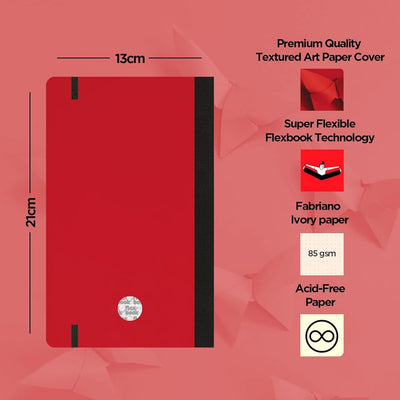 Flexbook | 60 Years Special Edition | Notebook Dotted Red | Medium | A5 | Elastic Band Closure