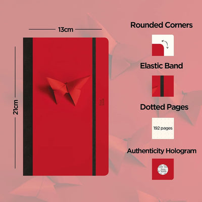 Flexbook | 60 Years Special Edition | Notebook Dotted Red | Medium | A5 | Elastic Band Closure