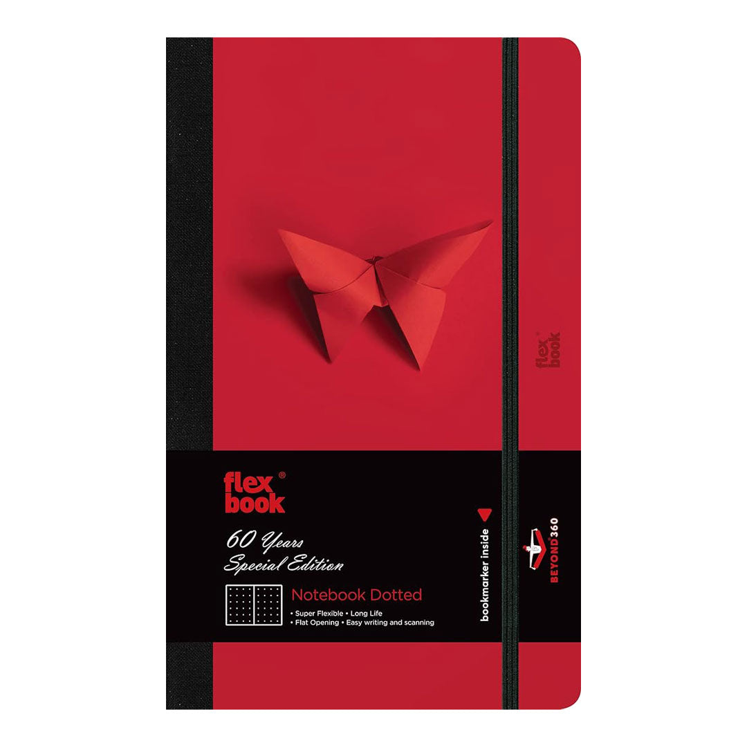 Flexbook | 60 Years Special Edition | Notebook Dotted Red | Medium | A5 | Elastic Band Closure