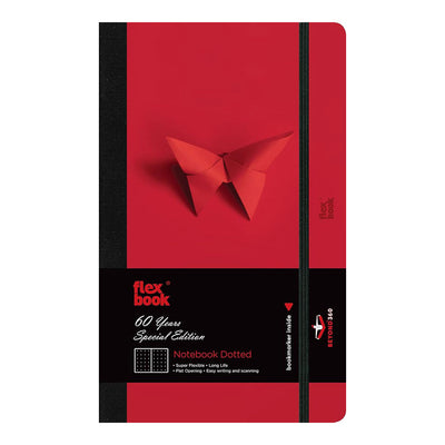 Flexbook | 60 Years Special Edition | Notebook Dotted Red | Medium | A5 | Elastic Band Closure