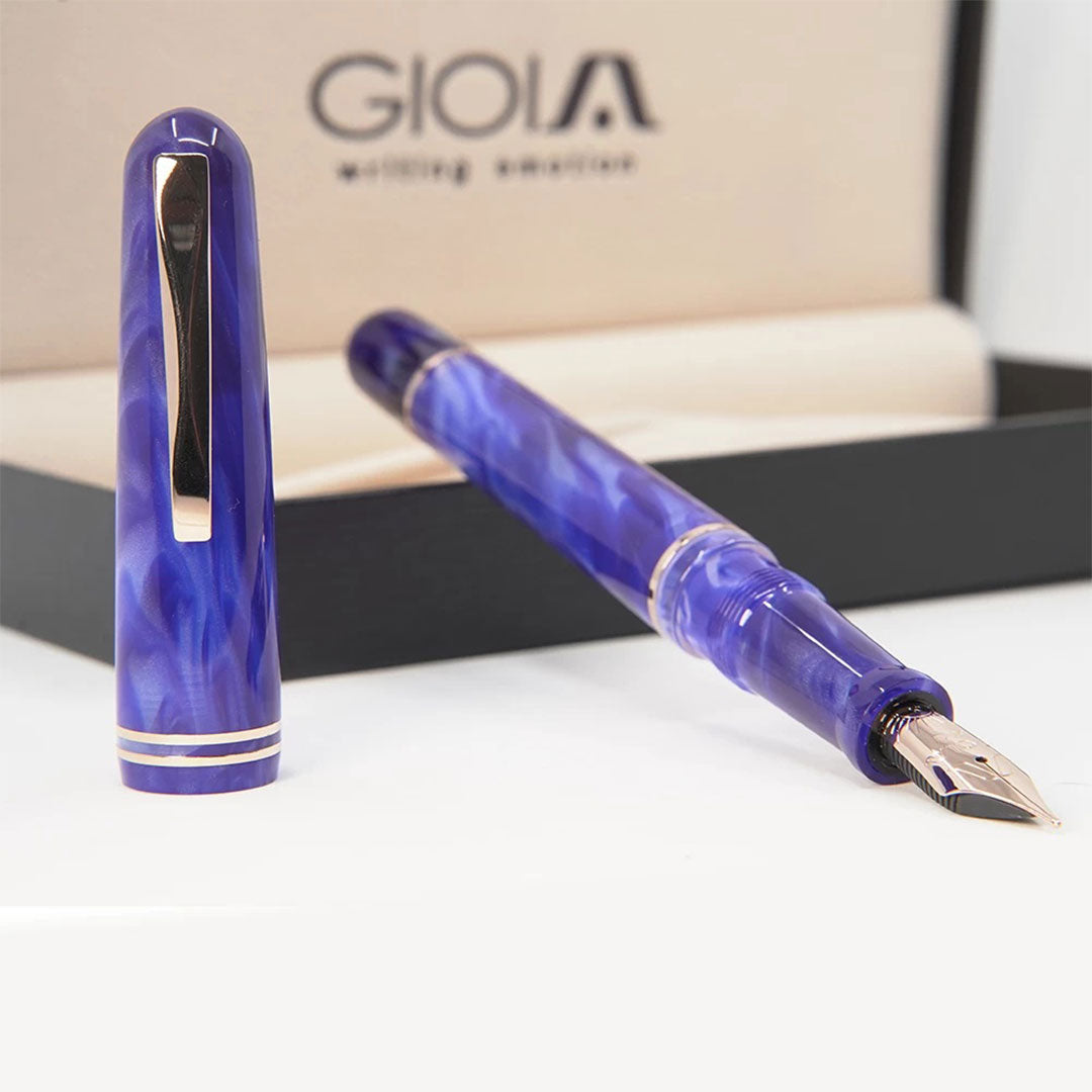 Gioia | Metis Fountain Pen | Blue Aesthatic Rose | Broad