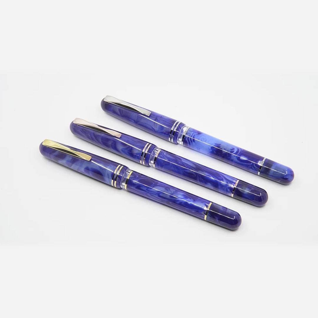 Gioia | Metis Fountain Pen | Blue Aesthetic Silver | Broad