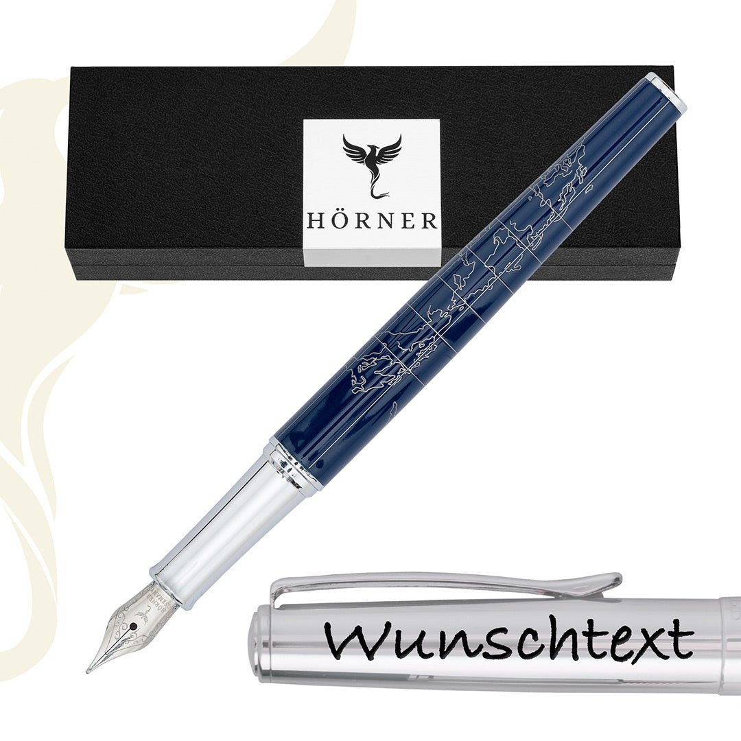 Horner | Terra | Fountain Pen | Blue Chrome - penpencilink