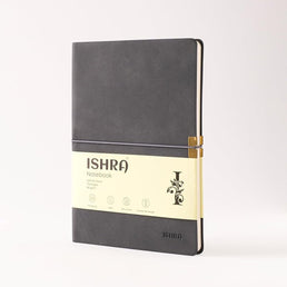 ISHRA A5 Size Ruled Notebook | Ideal Note Book Journal Diary for Work Office Writing Journaling Note Taking Travel | Dark Grey Soft Cover| 172 Pages | 80gsm | Fountain Pen Friendly Paper