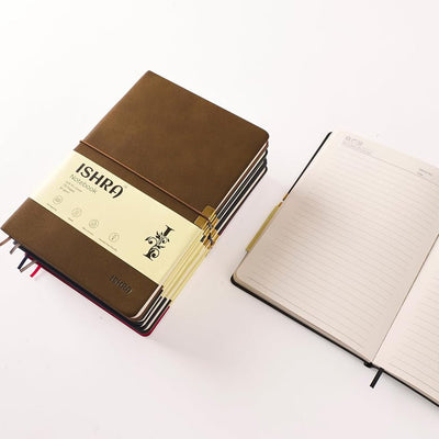 ISHRA A5 Size Ruled Notebook | Ideal Note Book Journal Diary for Work Office Writing Journaling Note Taking Travel | Red Soft Cover| 172 Pages | 80gsm | Fountain Pen Friendly Paper - penpencilink
