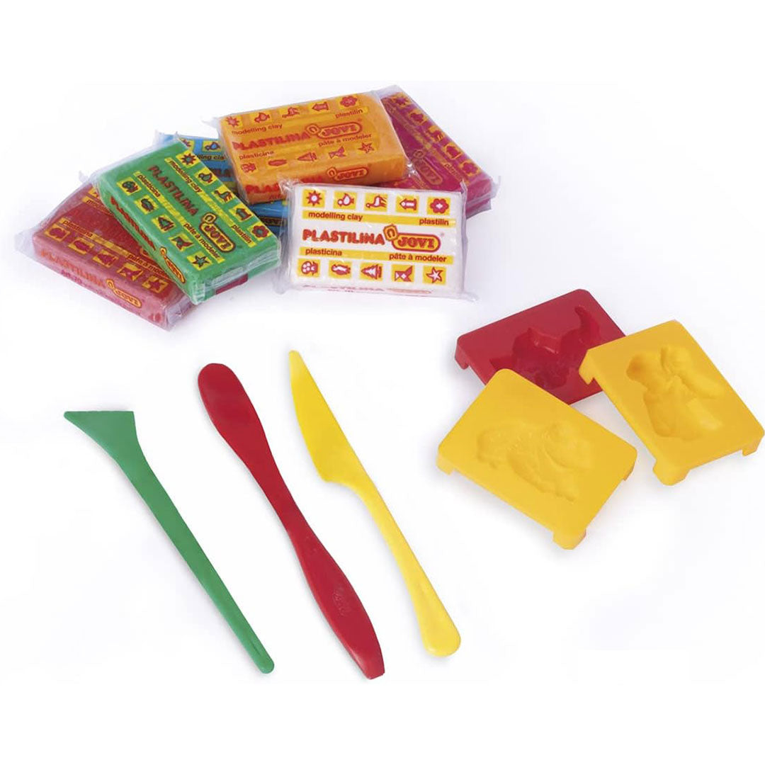 Jovi | Plastilina Modelling Clay Blister | 6 Bars + 3 Moulds + Moulds Tool