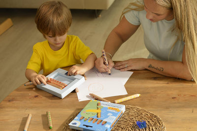 Jovi My First 6 Extra Thick Coloured Pencils for Children (12+ Months) with Sharpener – 4 - in - 1 Assorted Colours - penpencilink