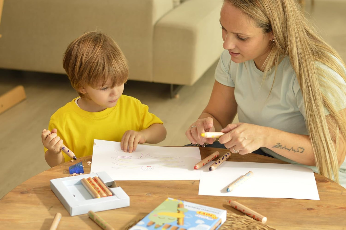 Jovi My First 6 Extra Thick Coloured Pencils for Children (12+ Months) with Sharpener – 4 - in - 1 Assorted Colours - penpencilink