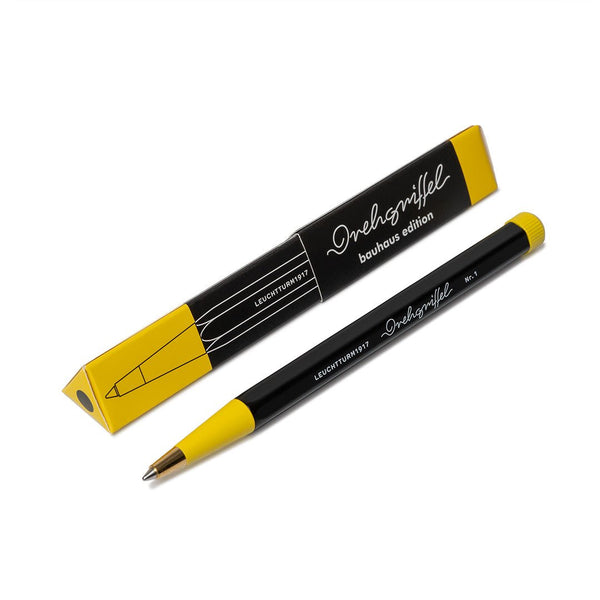 LEUCHTTURM1917 Ball Point Pen with Royal Blue Ink | Bauhaus Edition | Black/Lemon