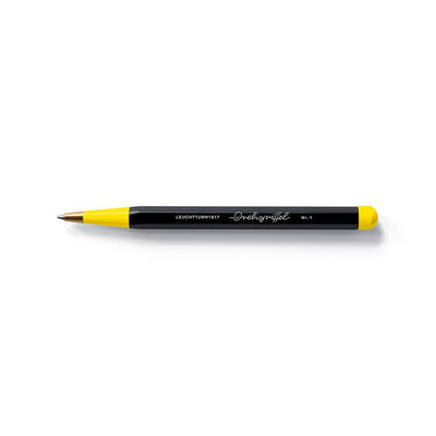 LEUCHTTURM1917 Ball Point Pen with Royal Blue Ink | Bauhaus Edition | Drehgriffel No. 1 | Black/Lemon | Twist Mechanism - penpencilink
