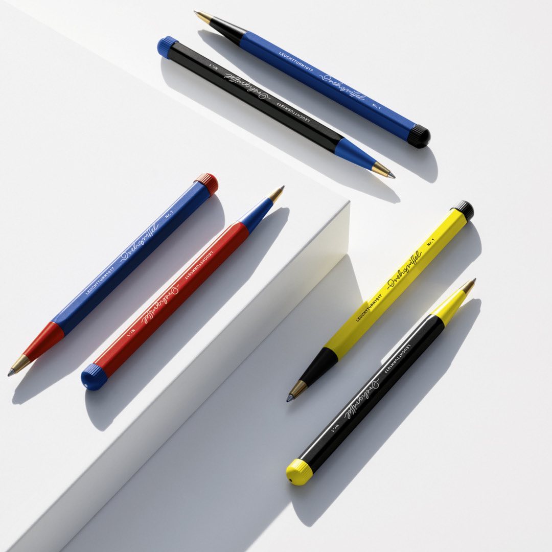LEUCHTTURM1917 Ball Point Pen with Royal Blue Ink | Bauhaus Edition | Drehgriffel No. 1 | Black/Royal Blue | Twist Mechanism - penpencilink