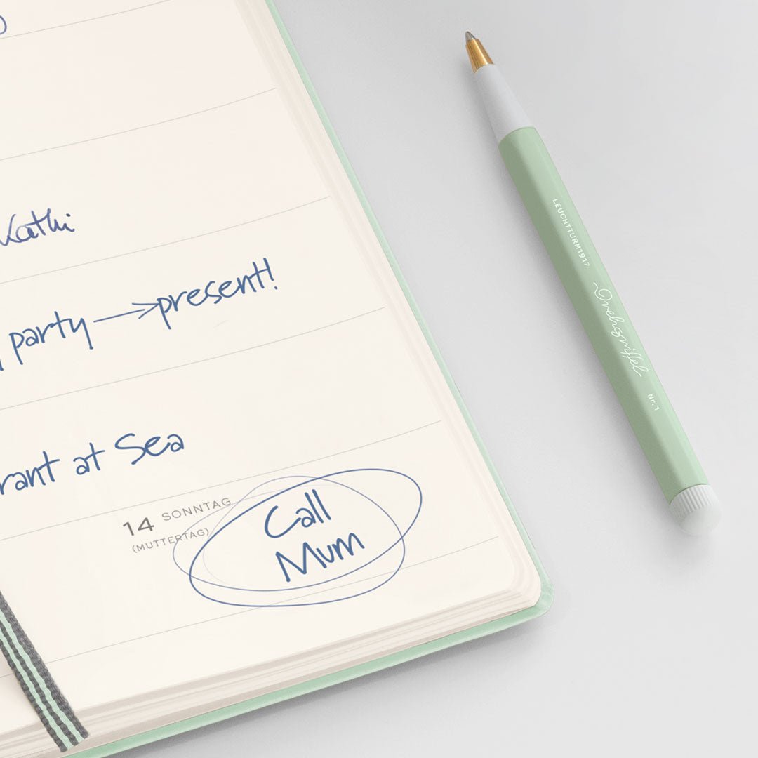 LEUCHTTURM1917 Ball Point Pen with Royal Blue Ink | Drehgriffel No. 1 | Mint Green | Twist Mechanism - penpencilink