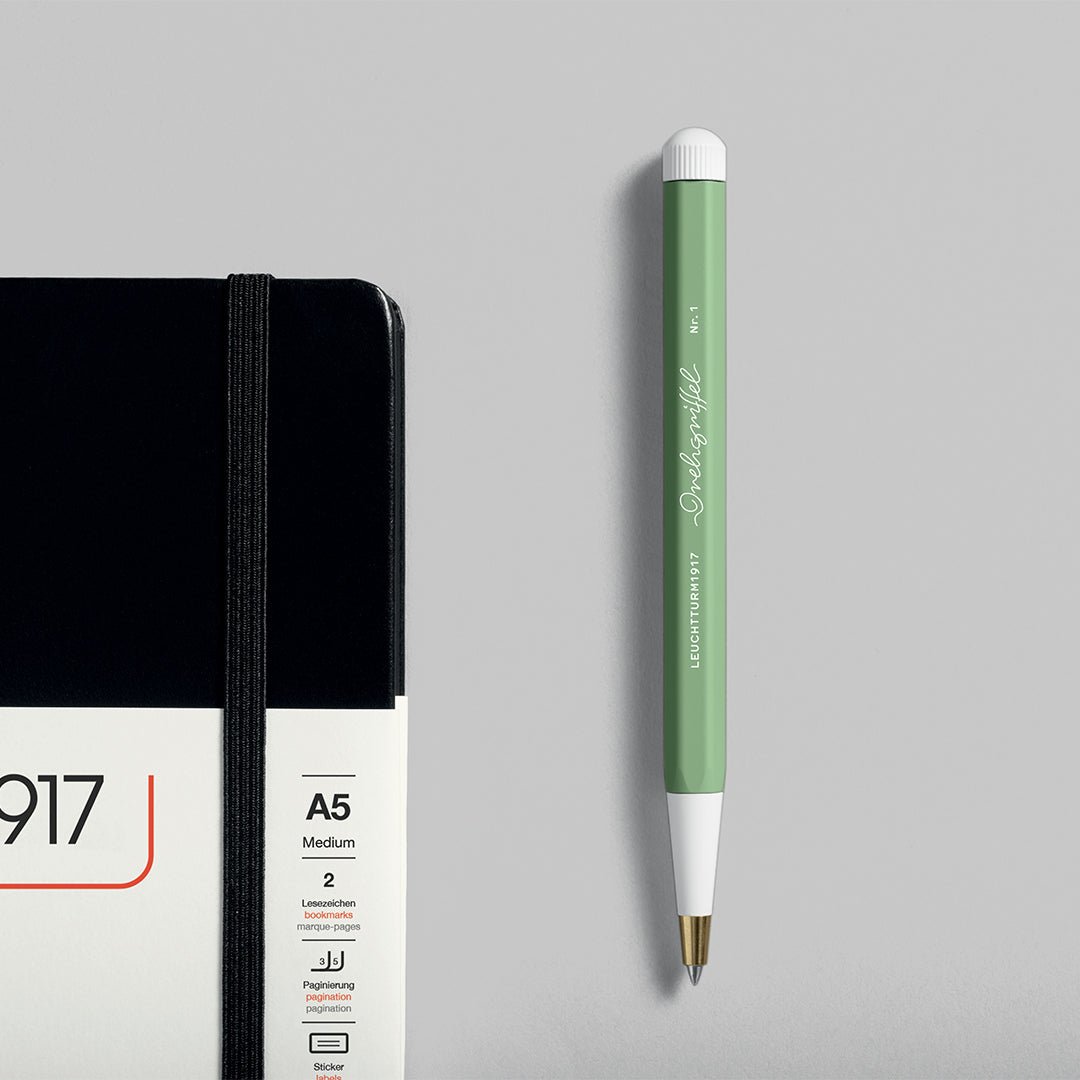 LEUCHTTURM1917 Ball Point Pen with Royal Blue Ink | Drehgriffel No. 1 | Sage Green | Twist Mechanism - penpencilink