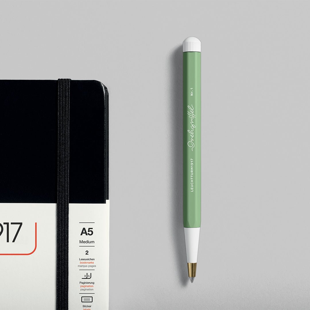 LEUCHTTURM1917 Gel Pen with Document Proof Black Ink | Drehgriffel No. 1 |Sage Green| Twist Mechanism - penpencilink