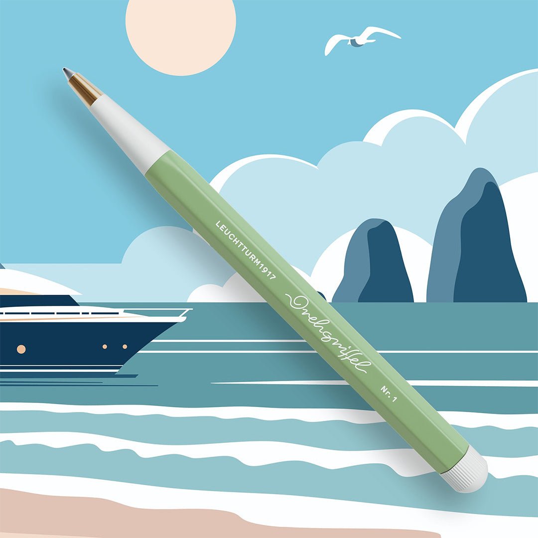 LEUCHTTURM1917 Gel Pen with Document Proof Black Ink | Drehgriffel No. 1 |Sage Green| Twist Mechanism - penpencilink