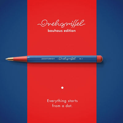 LEUCHTTURM1917 Ball Point Pen with Royal Blue Ink | Bauhaus Edition | Drehgriffel No. 1 | Royal Blue/Red | Twist Mechanism