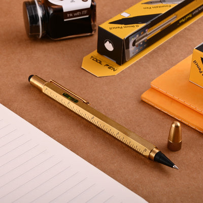 Monteverde 9 Function Tool Ink Ball Pen - Brass GT - penpencilink