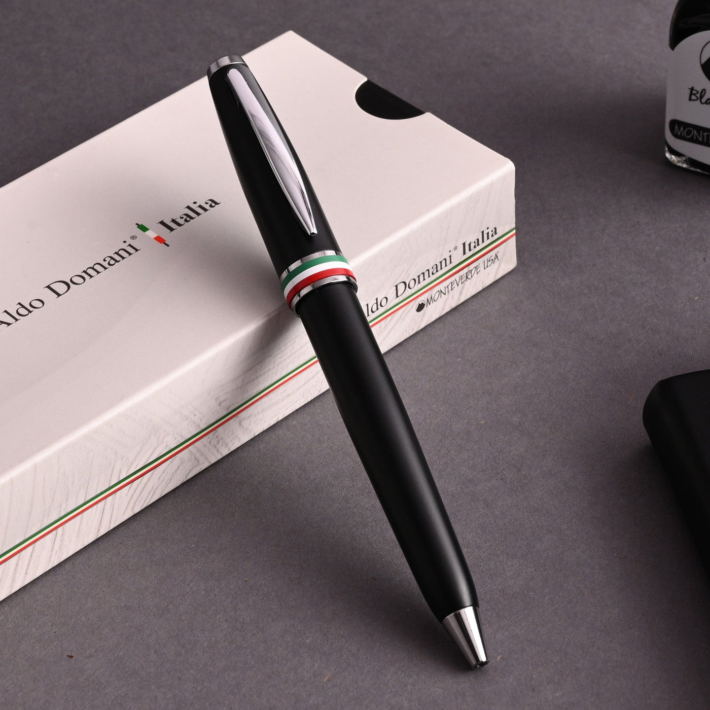 Monteverde Aldo Domani Italia Ball Pen - Matte Black CT - penpencilink