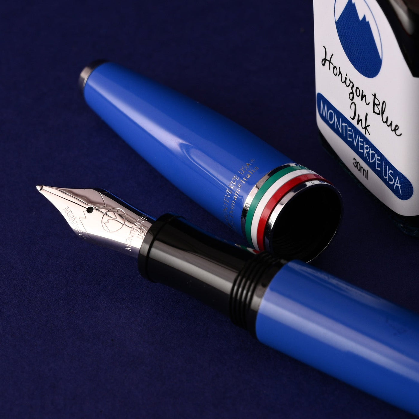 Monteverde Aldo Domani Italia Fountain Pen - Exotic Blue CT - penpencilink