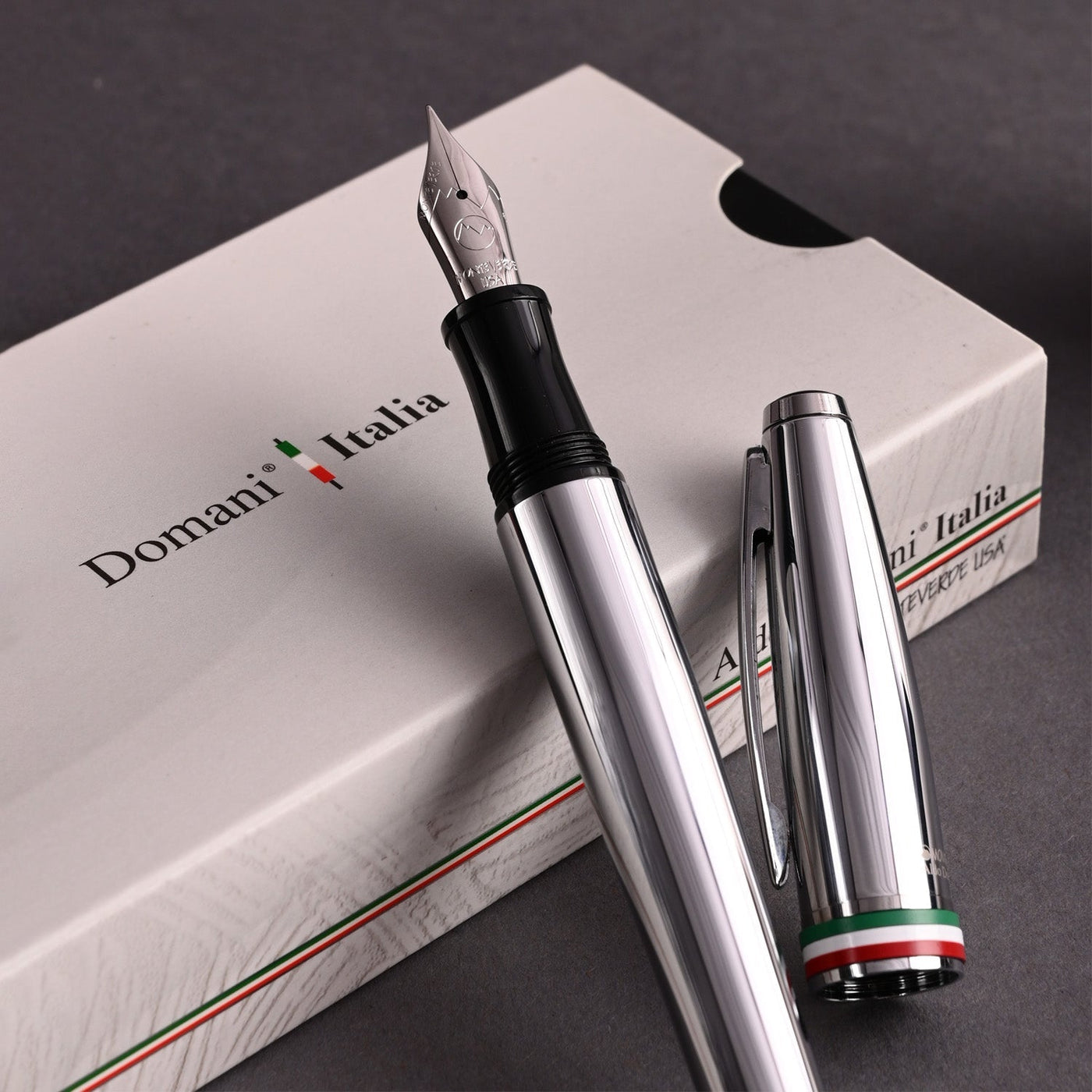Monteverde Aldo Domani Italia Fountain Pen - Mirror Chrome CT - penpencilink