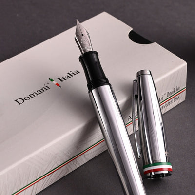 Monteverde Aldo Domani Italia Fountain Pen - Mirror Chrome CT - penpencilink